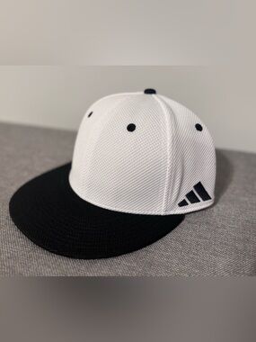 adidas White and Black Mesh Flat Flex Cap